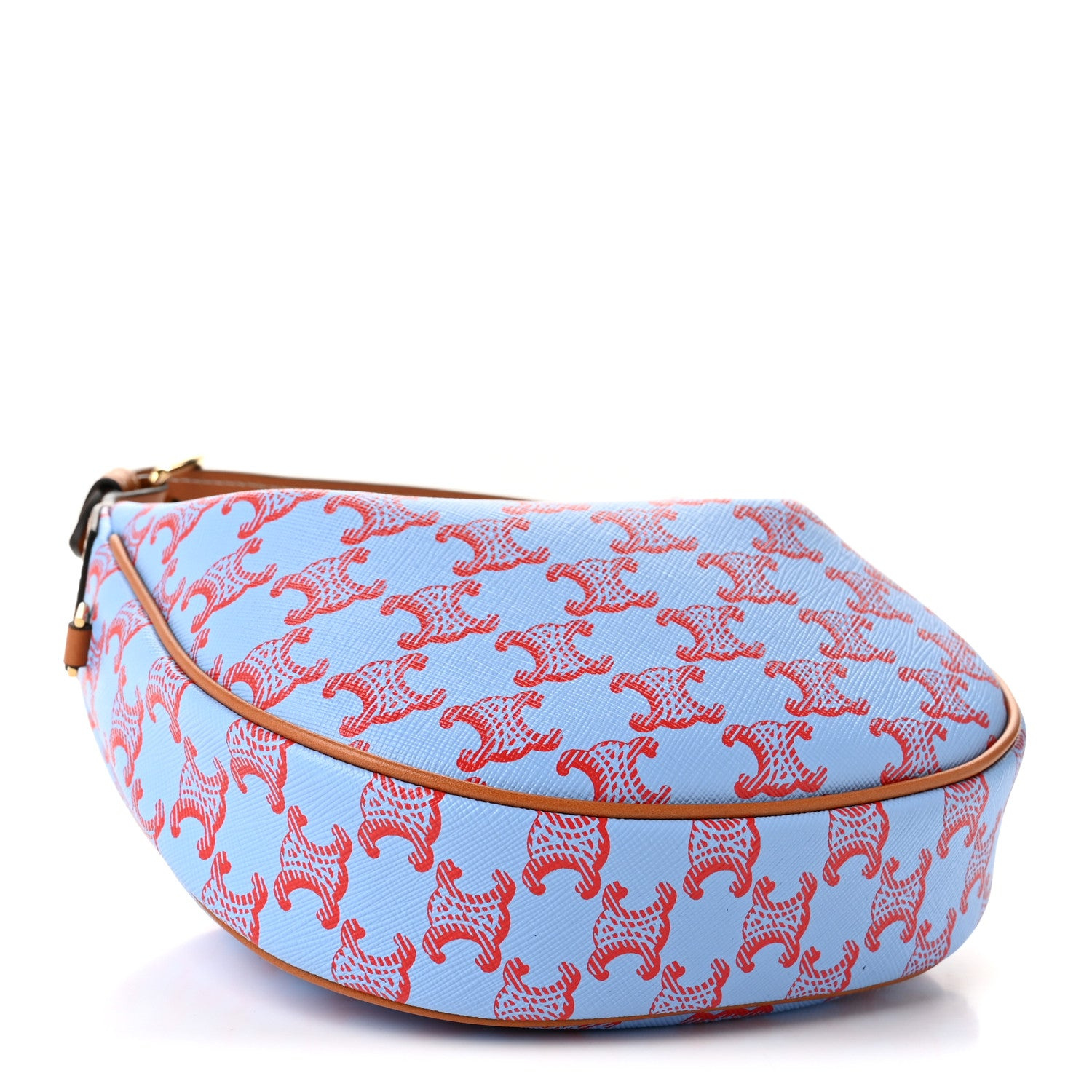 Celine Triomphe Canvas Kalbsleder Teen Lulu Umhängetasche Denim Blau Rot · Foto 4