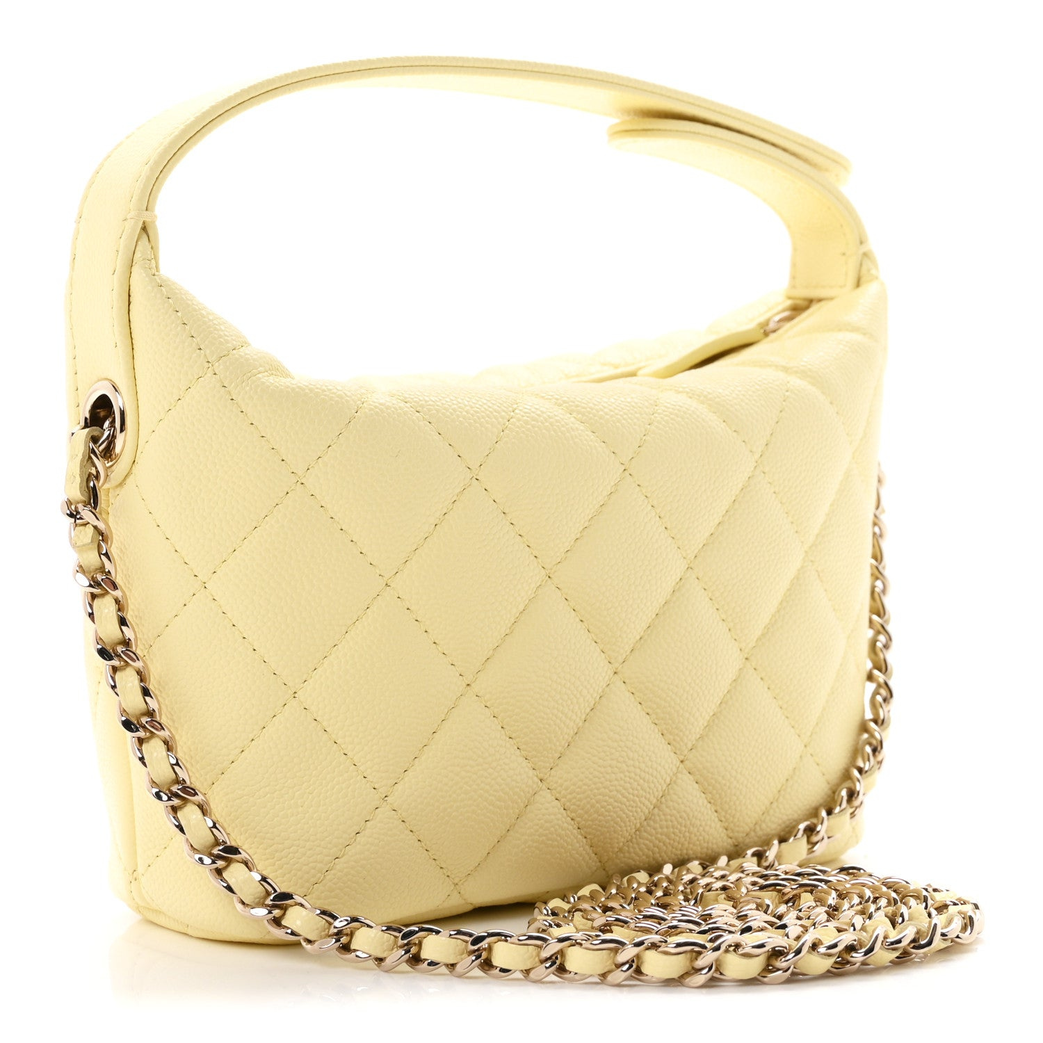 Chanel Pochette Hobo trapuntate in caviale con catena giallo chiaro · Foto 3