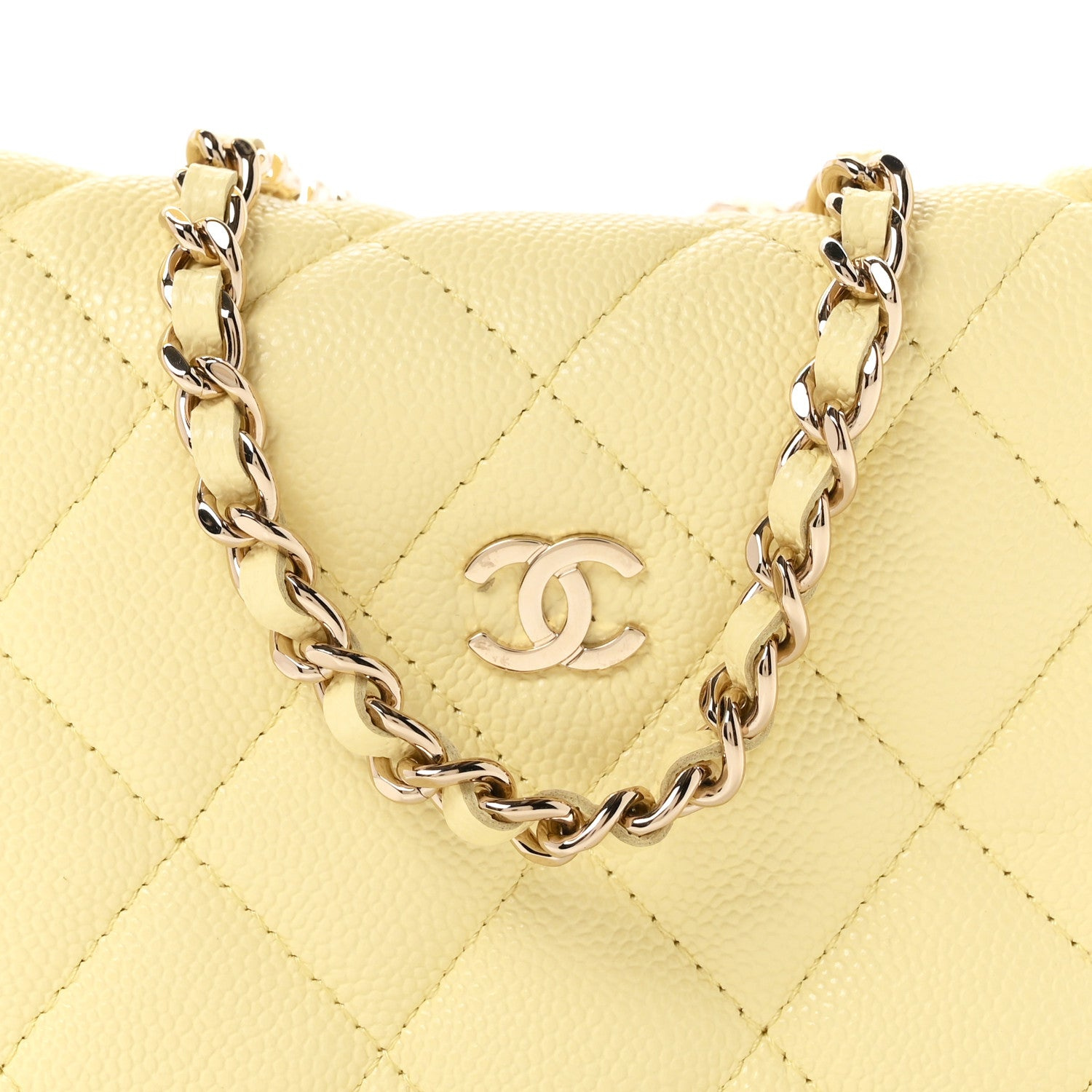 Chanel Pochette Hobo trapuntate in caviale con catena giallo chiaro · Foto 8