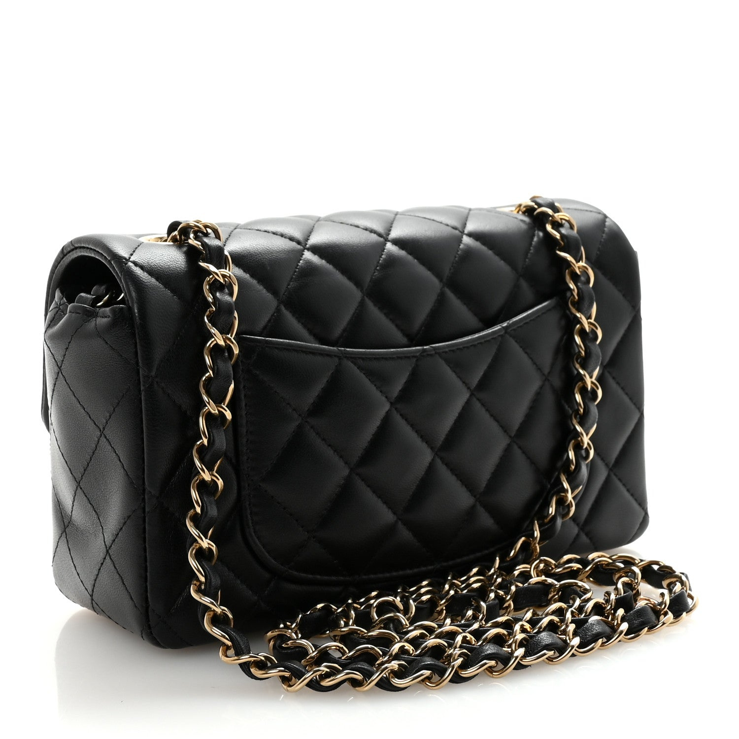 Chanel Mini Patta rettangolare trapuntata in pelle d'agnello nera · Foto 3